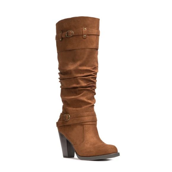 JustFab Dania Brown knee High Slouch Boots π’